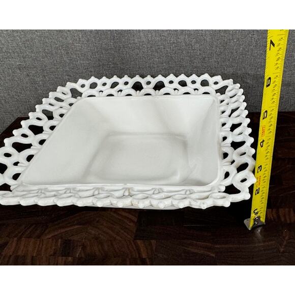 Antique Atterbury Milk Glass Low Footed Compote - Picture 5 of 8